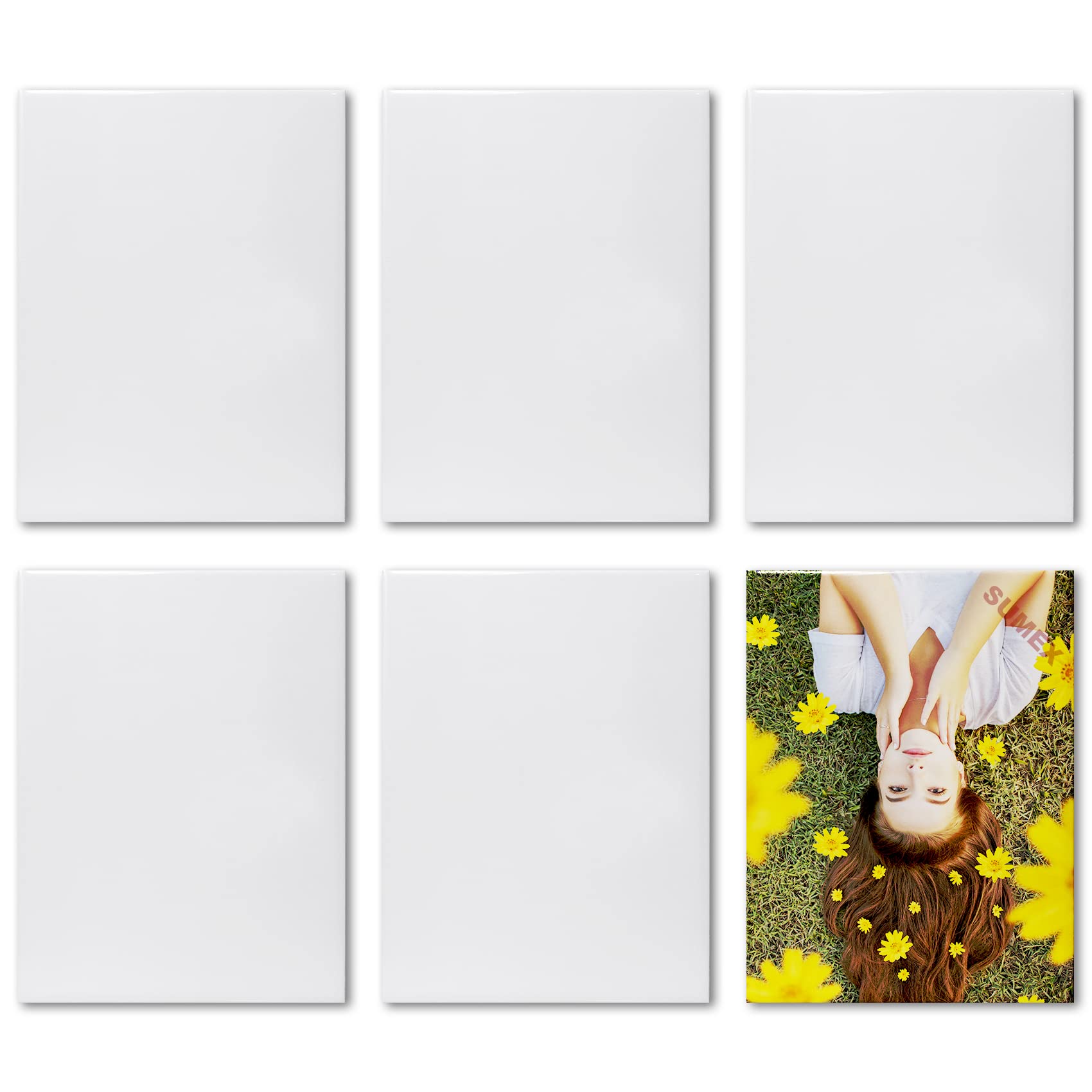Sumex Sublimation Blanks Ceramic Tiles for Crafts,6 Pcs Glossy White Ceramic Tile for Heat Press(15×20cm) — image 1