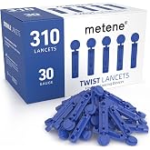 Metene 310 Lancets for Diabetes Testing, 30 Gauge, Dark Blue | 310 Sterile Lancets, Universal Fit for Most Lancing Devices for Daily Glucose Testing