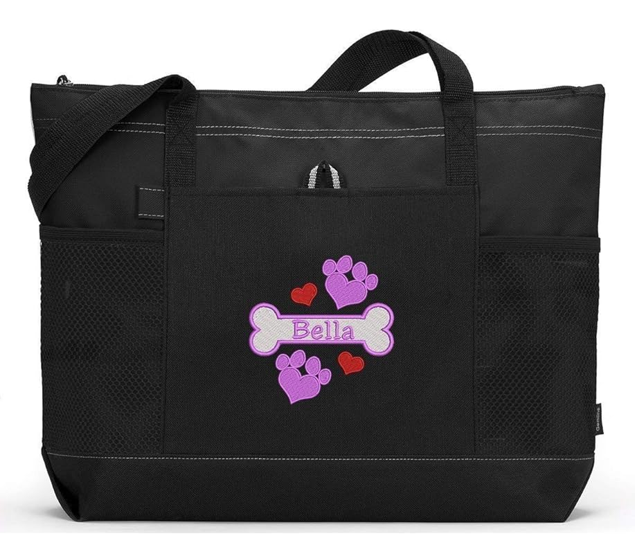 Personalized Dog Bone Embroidered Tote Bag, Pet Gear Travel