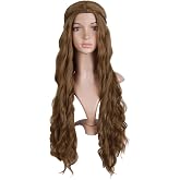 MapofBeauty 30 Inch Side Bangs Long Curly Braided Queen Wig, Flax Brown | 75 cm Cosplay Wig, Dignified and Elegant, Women