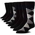 Calvin Klein Men's Crew Socks - 8 Pack Cotton Blend Performance Patterned Dress Socks - Athletic Socks for Men (7-12)