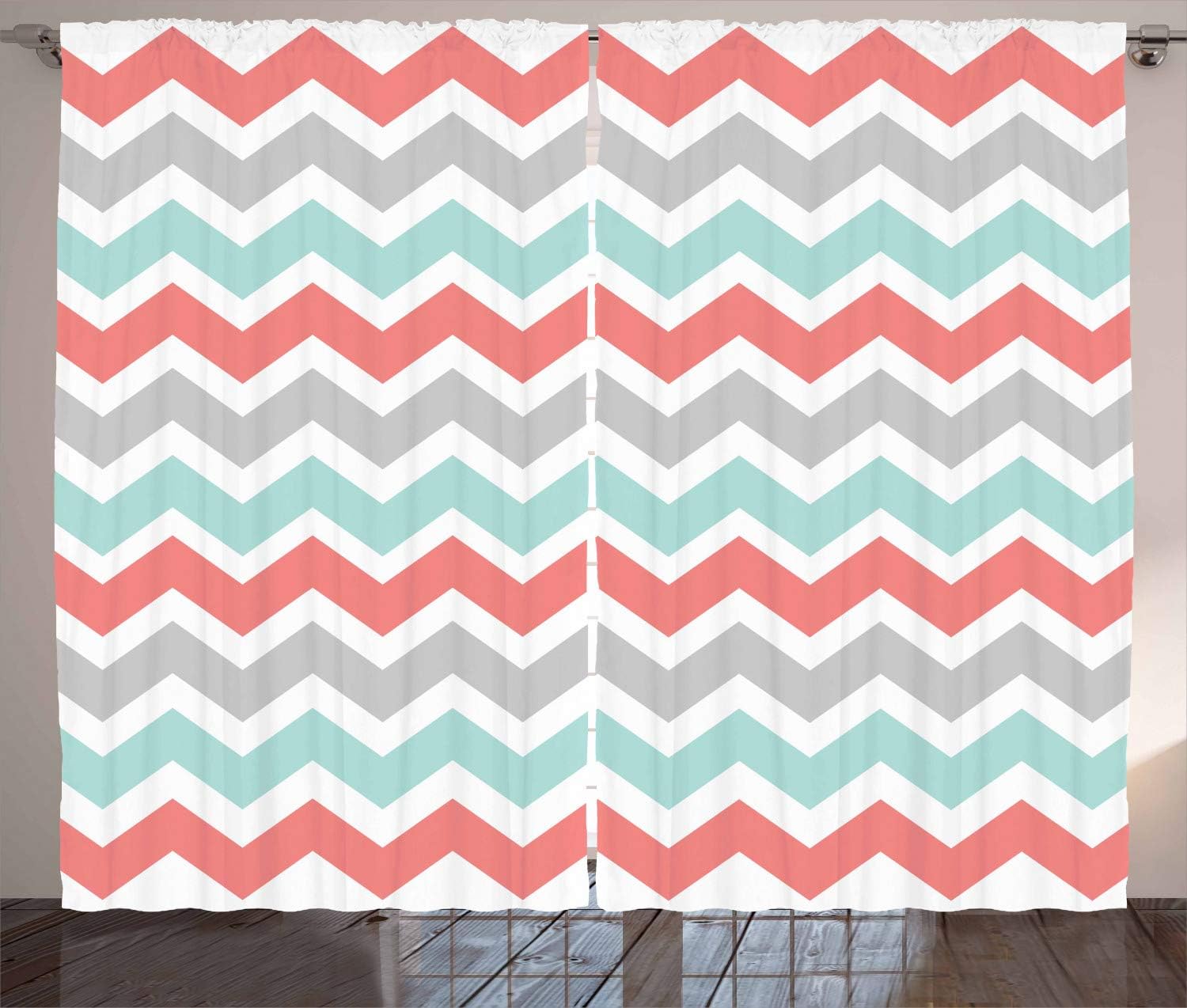 Amazon Com Chevron Curtains Striped Curtains 2 Panel Set Coral