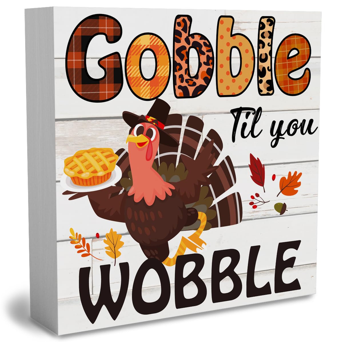 Photo 1 of ****4 PACK***
Rustic Gobble Til You Wobble Wooden Box Sign Fall Cute Turkey Sign Farmhouse Decorative Wood Box Sign Block Plaque for Wall Desk Home Bathroom Decoration 5 x 5 Inches