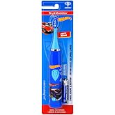 Brush Buddies Hot Wheels Battery Powered Sonic Electric Kids Toothbrush Soft Bristles Rounded Head Children Boys Girls Blue Gentle Cleaning Easy Grip Handle Plaque Removal Oral Care