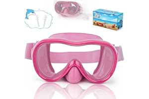 IGYM Kids Swim Goggles, Snorkel Mask Diving Mask Swimming Goggles with Nose Cover and Wide Elastic Straps Cover with Mesh Bag & Ear Plugs