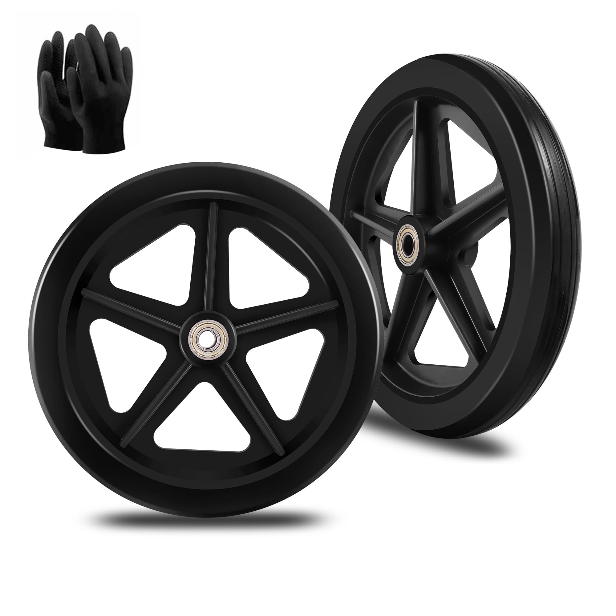 Photo 1 of 2Pcs 8 Inch Replacement Wheelchair Wheels for Walkers - Environmentally Friendly Rubber Material, Wear-Resistant PU Tires, Anti-Slip, and Durable ABS Wheel Hub (8IN Narrow 2Pcs)