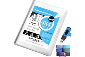 MORIDA 200 pcs Small 4X4 inch PVC Heat Shrink Wrap Bags 100 Gauge, Clear Film for Bath Bomb Bags, Soaps, Bottles, DIY Handmade Crafts, Dustproof Packaging