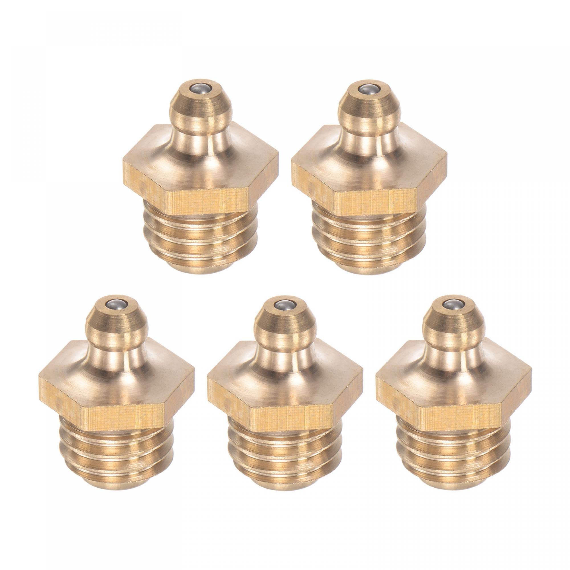 Photo 1 of uxcell Brass Straight Grease Fitting M12 x 1.75mm Thread Hydraulic Grease Fitting Accessories, 5Pcs