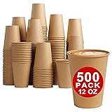 Lamosi 500 Count 12 oz Kraft Paper Cups, Disposable