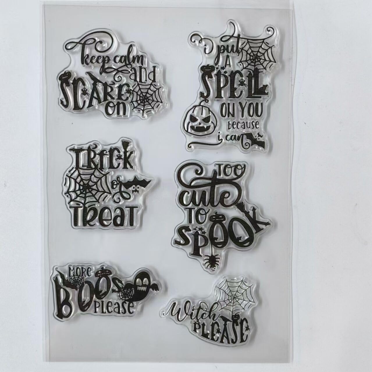 Lily Craft 1pc Halloween Boo Trick or Treat Clear Stamps for Card Making Decoration and DIY Scrapbooking