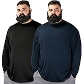 Men’s Big and Tall Long Sleeve Shirts Quick Dry Moisture Wicking Lightweight Stretch Athletic Gym Workout Tops 2 Pack