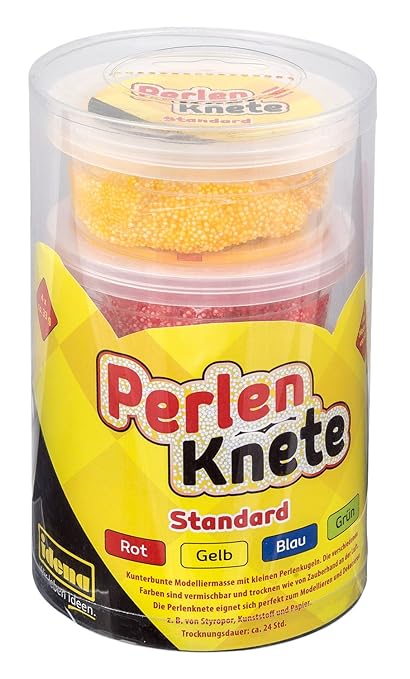 Idena 40279 - Perlenknete Grundfarben, 4 x 33 g, rot, gelb, blau, grün