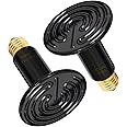 WUHOSTAM 50W 2 Pack Ceramic Heat Lamp,Black Infrared Bulb Emitter Lamp for Pet Coop Heater Reptile Chicken Lizard Turtle Broo