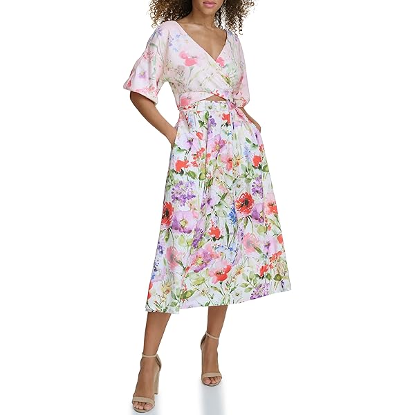 Siena Women's Floral Printed Long Sleeve Midi Dress, Blsh Multi at Amazon  Women's Clothing store