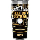 Tervis Traveler NFL Pittsburgh Steelers - Steel City Football Slogan Triple Insulated Tumbler Travel Cup Keeps Drinks Cold & Hot, 20oz, Stainless Steel