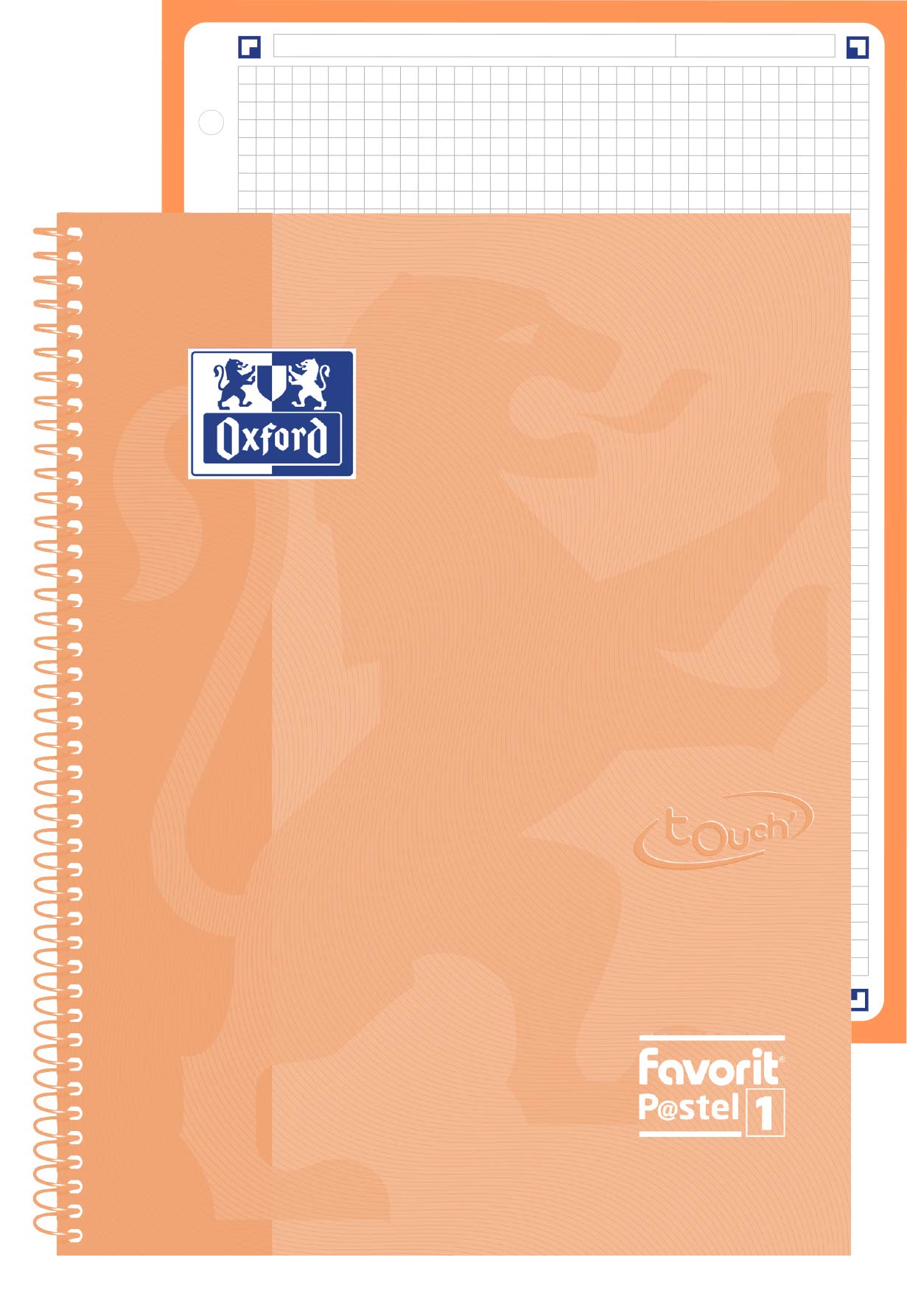 Favorit Oxford 400115561 Maxi Spiral Notebook P@stel1 Squares, 5 mm Ruled, Pastel Peach โ image 1