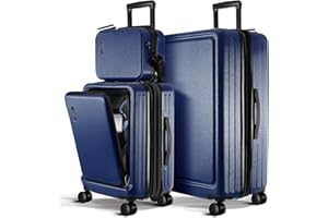 TRAVELARIM Luggage Sets 2 Piece, 22 Inch Carry on Luggage and 28 Inch Suitcases with Wheels Spinner, Durable Hard Shell Suitcase Set, Expandable Travel Suitcase, Navy