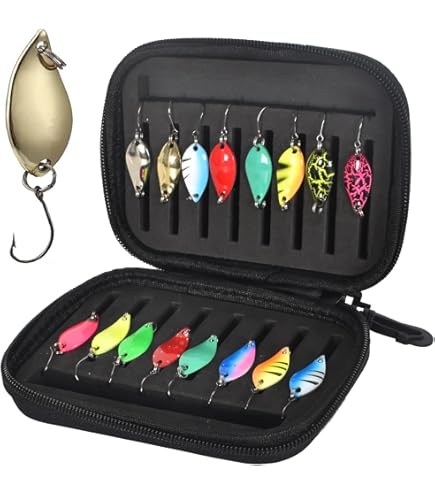 Cuillères Tournantes R2F InLine Spinner 1/16 Oz | 3 Pièces | Dorée Arc-en-ciel | Leurre Pêche Mouche