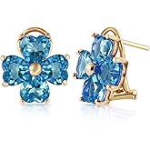 7.6 Carat 14k Solid Gold French Clip Earrings with Natural Blue Topaz