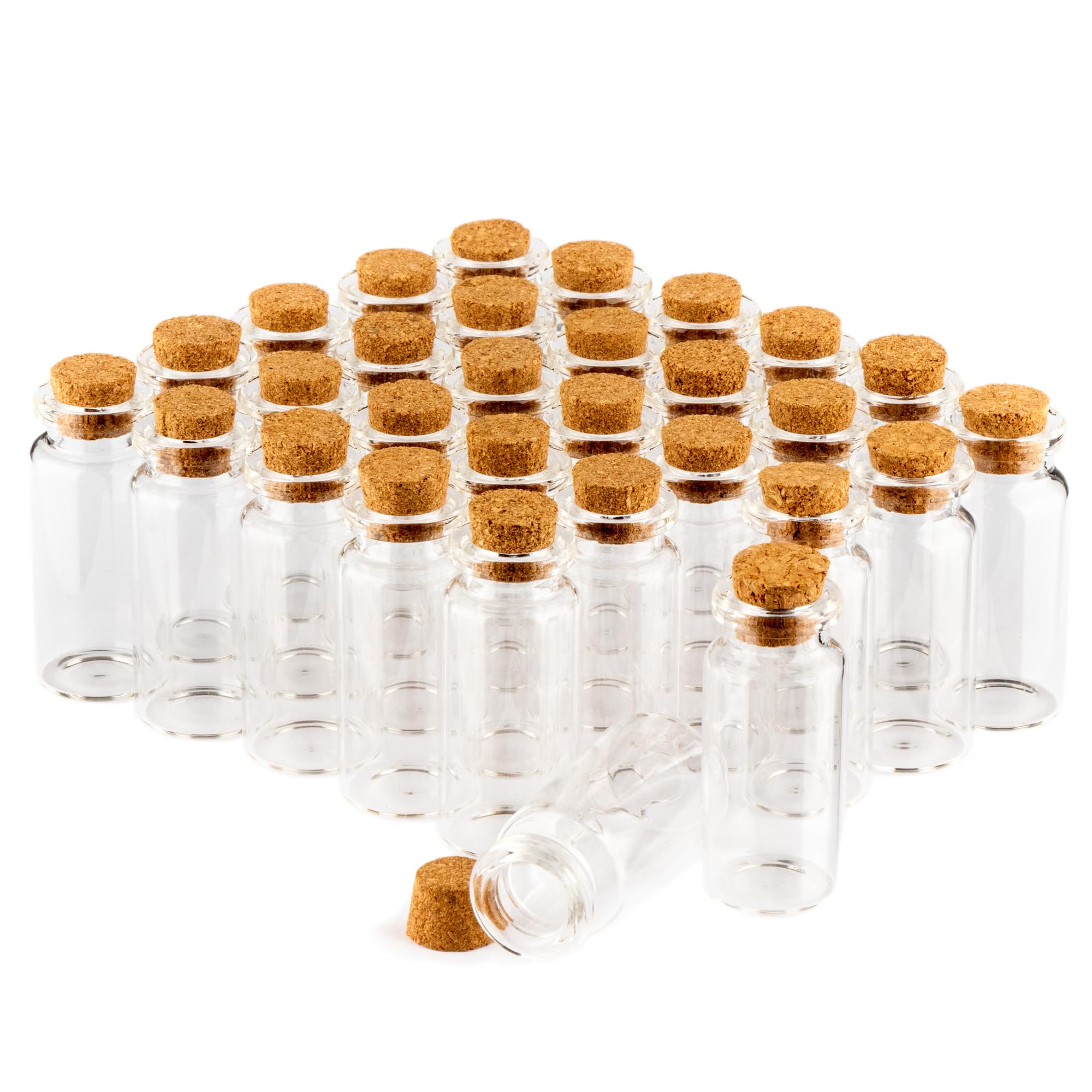 com-four® 30x spice jars 10ml with cork, set of mini glass bottles, gift glass set, storage of oils, spices, herbs or tea (030 pieces)