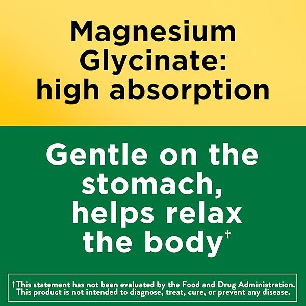 NATURE MADE MAGNESIUM GLYCINATE 200 MG PER SERVING, MAGNESIUM SUPPLEMENT FOR MUSCLE, HEART, NERVE AND BONE SUPPORT, 60 MAGNESIUM BISGLYCINATE CAPSULES, 30 DAY SUPPLY