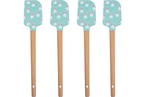 NUOBESTY 4pcs Easter Silicone Cake Cream Spreaders with Wood Handle, Baking Spatulas for Decorating, Butter