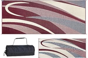 Stylish Camping Stylish Camping Reversible Graphic Patio Mat - 8' x 20', Burgundy/Black