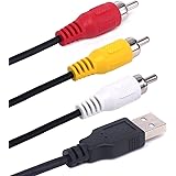 NEORTX USB to RCA Cable, 5ft/1.5m USB Male to 3 RCA Male Audio Video Camcorder Adapter Cord Cable for TV, Mac, PC