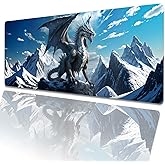 amepay Blue Ice Dragon Gaming Mouse Pad 31.5x11.8in,Snow Mountain Large Extended Desk Mat with Non-Slip Rubber Base,Animal Big Mousepad for Laptop Computer PC,for Office Home Decor,Deskmat Gifts