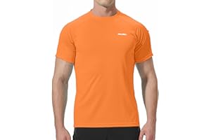 Pausel Men's Rash Guard Swim Shirts Short Sleeve UV Sun Protection Quick Dry UPF 50+ SPF Fishing Beach Water Shirt