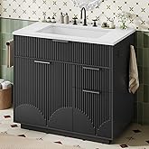 31" Fluted Bathroom Vanity with Sink, Freestanding Bathroom Cabinet with Door Storage and 3 Drawers Space, Undermount Vanity 