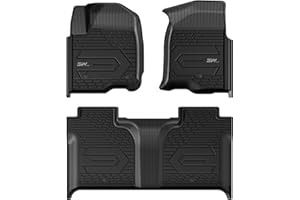 3W Floor Mats Fit for 2019-2025 2026 Chevy Silverado/GMC Sierra Denali 1500 & 2020-2025 2026 GMC Sierra 2500/3500 HD Crew Cab TPE All Weather Floor Liner, Fit For 2nd Row with Factory Carpeted Storage