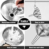 Walfos Kitchen Funnel 3 Pack Stainless Steel 14cm 12cm 10cm with 2 Strainers view 6