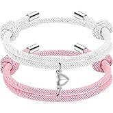 Meajjew Couple Matching Bracelets for Bf And Gf, Best Friend Bracelet,Stretch Adjustable Braid Rope Bracelets Jewelry for Him and Her