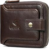 KLOMORE Zipper Wallet for Men Leather RFID Blocking Large Bifold Mens Wallets with Zipper Coin Pocket Credit Card Holder