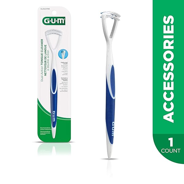 GUM DUAL-ACTION TONGUE CLEANER – COLORS MAY VARY 1 EACH (PACK OF 4)