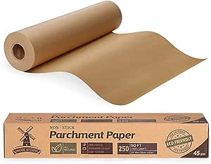 Unbleached Parchment Paper for Baking, 15 in x 200 ft, 250 Sq.Ft, Baking Paper, Non-Stick Parchment Paper Roll for Baking, Cooking, Grilling, Air Fryer and Steaming