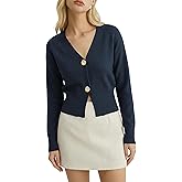 Women’s Spring V Neck Cardigan Lightweight Cropped Button Down Knit Sweater for Layering,Office Casual Wear