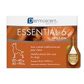Dermoscent Essential 6 spot-on - Dog Skin Care for Dandruff &amp; Allergy Relief with Vitamin E Oil - Anti Itch for Dogs - Natural Ingredients for Sensitive Skin - Dogs 20-40 kg - 4 Pipettes of 2.4 ml