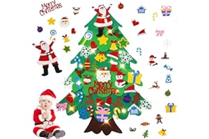 SRKMXZR Felt Christmas Tree Set forToddlers and Adult, 3ft Indoor Christmas Decorations with String Lights, 38 pcs Wall Hanging Decorations Felt Craft Kits for Xmas Party Favors (Batteries Not Included)