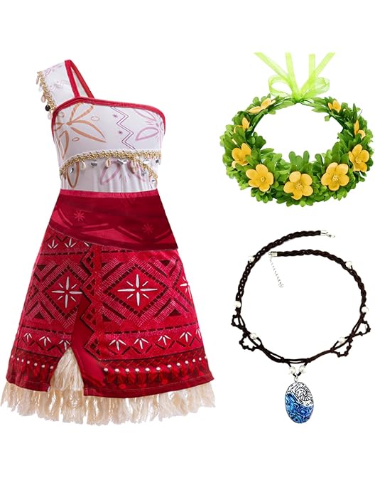 OFIHIDO Princess Dress Costume For Girls - Kids Dress Up Set With Necklace & Anklets - View #10