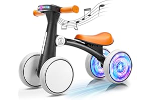 Ridego Colorful Lighting Baby Balance Bike Toys for 1 Year Old Boys Girls,12-24 Month Toddler Balance Bike with Music and Soft Seat, Toddler First Ride on Toys for 12-24 Months Birthday Gifts.