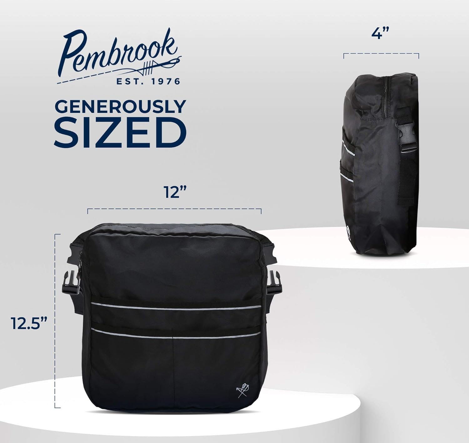 Pembrook Wheelchair Mobility Tote Bag - Travel Accessories Storage Side or Back Bag - Fits Most Walker, Scooter, Seat/Chair, Rollator or Electric Wheelchairs - for Seniors, Elderly & Medical Nurses: Health & Personal Care