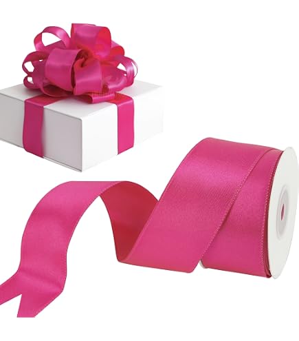 LaRibbons Burlap Ribbon Wired - 1.5 Inch X 12 Yards Pink Rustic Fabric Ribbon For Crafts, Wreaths, Gift Wrapping & Outdoor Decor