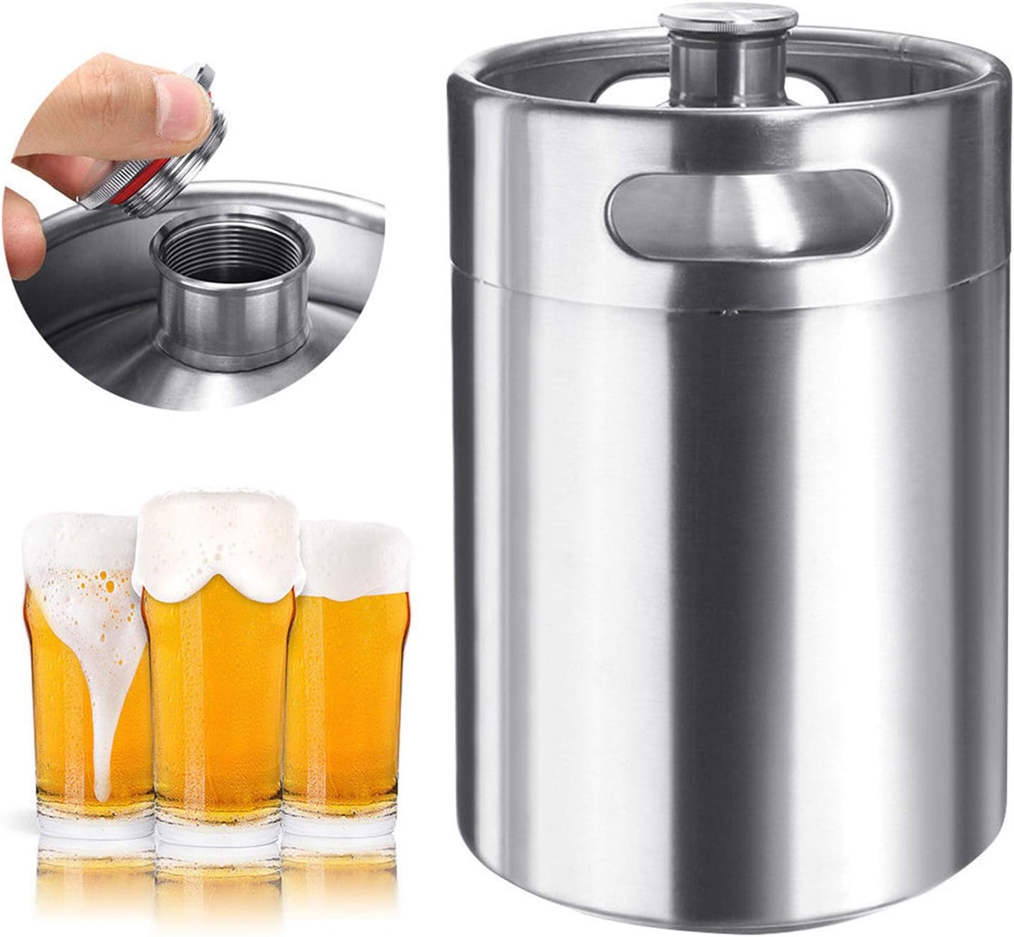 CJ Online Shop Stainless Steel Beer Barrel Keg Bottle Homebrew Growler Brew Portable 170 OZ 5L Fermenter Mini Bar Drum Restaurant Beverage Equipment Dispenser