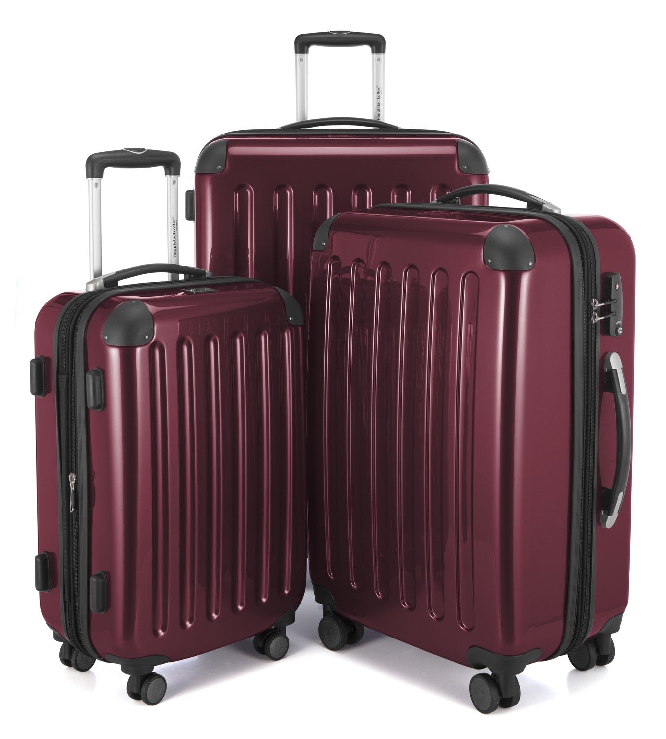 Hauptstadtkoffer - Alex - Set of 3 suitcases, Travel suitcases, Trolley, Rigid Luggage, Travel Set, TSA, 4 Double Wheels (S, M & L), Burgundy
