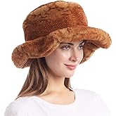 LA CARRIE Women's Snakeskin Print Faux Fur Bucket Hat Winter Warmer Fisherman Cap