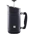 BruTrek BaseCamp Coffee Press - Double Wall Insulated Stainless Steel - Bru-Stop Technology, No Grounds in Coffee, No Spill Lid (Obsidian, 32 fl.oz)