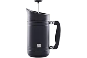BruTrek BaseCamp Coffee Press - Double Wall Insulated Stainless Steel - Bru-Stop Technology, No Grounds in Coffee, No Spill Lid (Obsidian, 32 fl.oz)