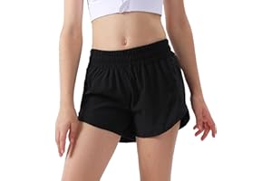 Aurefin Girls Athletic Shorts, Quick Dry Running Shorts for Kids Teen Girls Active Sports Track Shorts with Zip Pocket Liner